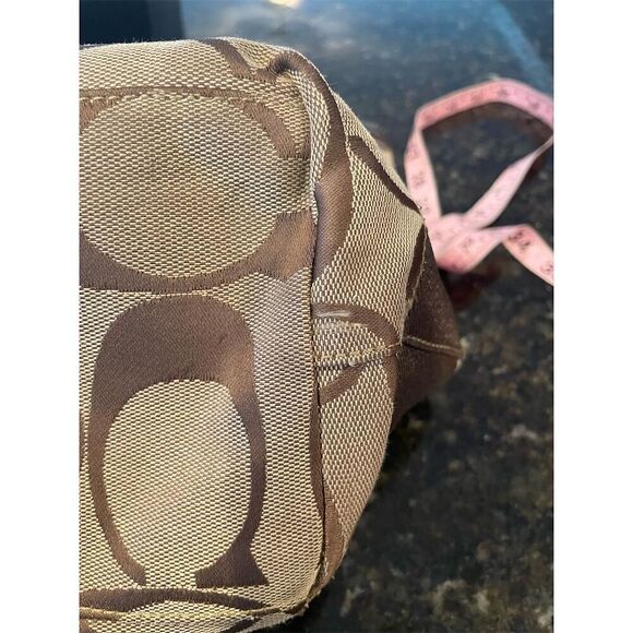 Coach Signature Brown Tote Bag Medium Women's Spacious Interior - Picture 14 of 16